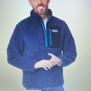 VINEYARD VINES Men's Supershep Faux Sherpa 1/4 Zip Sweater High Pile Navy XL